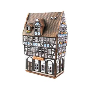 Ceramic candle house. Antique store. House in Germany. Ceramic house tealight. Candle Holder. Christmas village houses