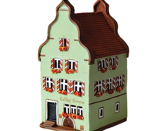Hotel in Rothenburg, Germany. Ceramic house tealight, Ceramic candle house, Candle holder house, Christmas village houses, Germany gift