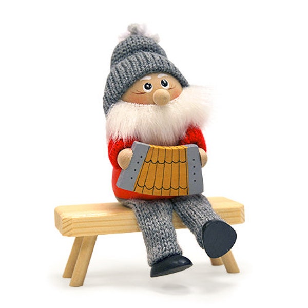 Grandpa playing accordion. Gnome Christmas ornament with string. Christmas tree ornaments. A gift to grandpa. Scandinavian gnomes