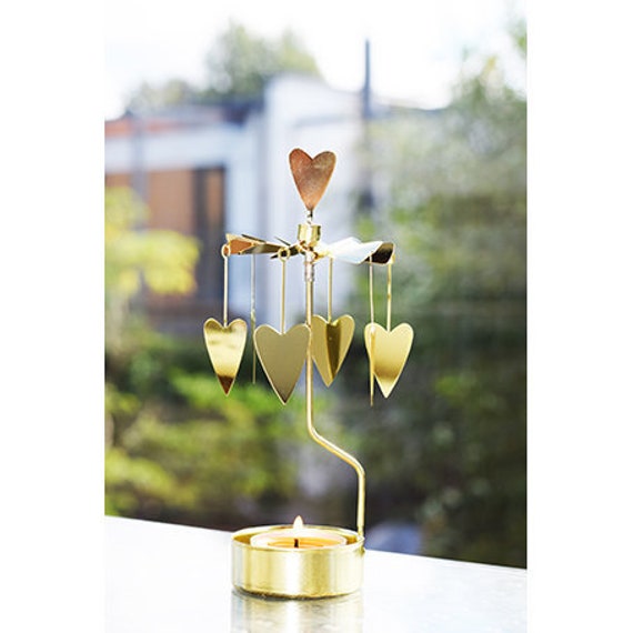 Spinning Candle Holders Golden Heart. Rotary Candle Holders. Home