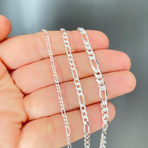 Sterling Silver Figaro Chain, Figaro Necklace, Figaro chain, 1.8mm, 2.9mm, 4.5mm, Chain necklace, Chain for men, Chain for women