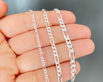 Sterling Silver Figaro Chain, Figaro Necklace, Figaro chain, 1.8mm, 2.9mm, 4.5mm, Chain necklace, Chain for men, Chain for women