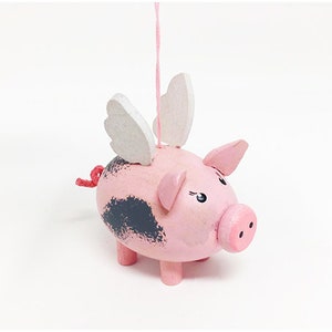 Wooden pig with wings Pig Christmas ornament Home decoration Pig with wings Flying pig Cute pigs Pig gift Lucky flying pig  Pig decor