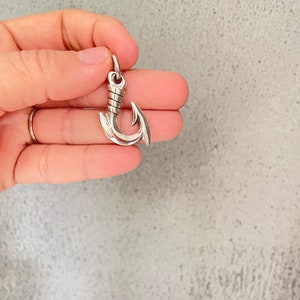 Fish hook pendant Silver fish hook Fish hook necklace Fish hook jewelry Mens jewelry Mans Pendant Necklace Nautical Jewelry Fishing jewelry
