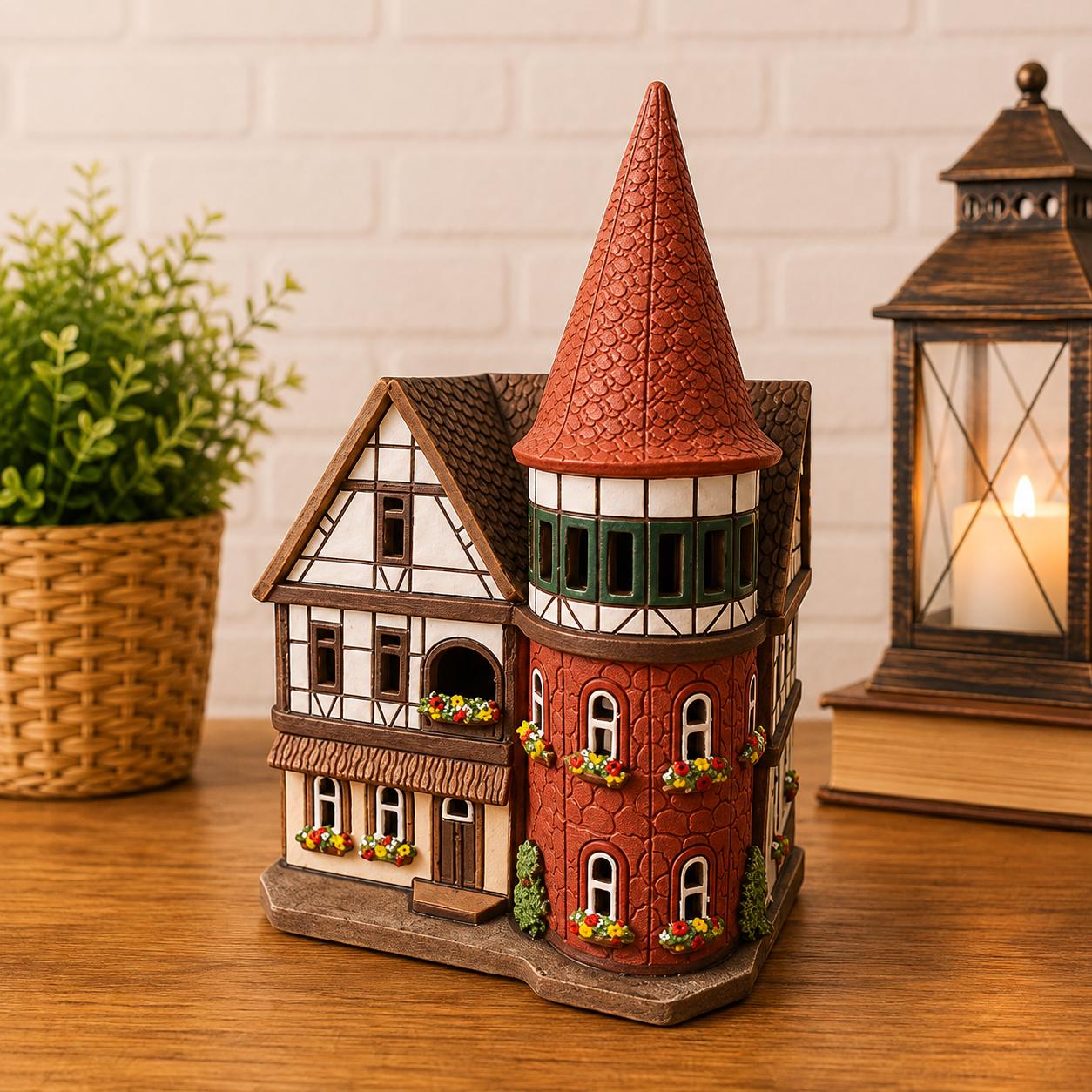 未使用　BlueSky キャンドルハウス 陶器 クリスマス　陶器 陶器のキャンドルハウス。ドイツの家。陶器のティーライトハウス。陶器