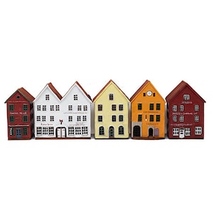 Houses Bergen, Norway Norway gifts Ceramic house tealight Ceramic candle house Candle holder house Christmas village house Scandinavian gift