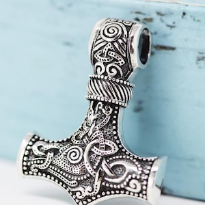Viking Thor&#39;s Hammer Mjolnir Pendant, Sterling silver Thors hammer pendant Necklace Thors hammer Scandinavian jewelry Mjolnir Necklace