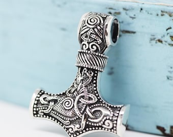 Viking Thor's Hammer Mjolnir Pendant, Sterling silver Thors hammer pendant Necklace Thors hammer Scandinavian jewelry Mjolnir Necklace