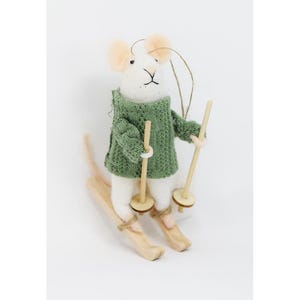 Christmas Mouse on Skis, Mice ornament, Felted ornament, Mouse gift, Mouse ornament, Needle felted mouse, Mouse decor, Ski gift