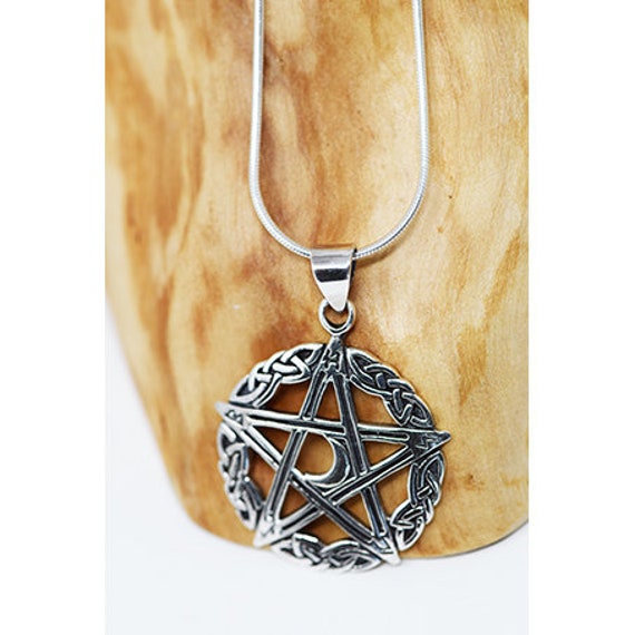 アクセサリー MM Sterling Silver Cut Out Moon Pentacle Sterling Silver Extra large Cut Out Moon Pentacle Pentagram