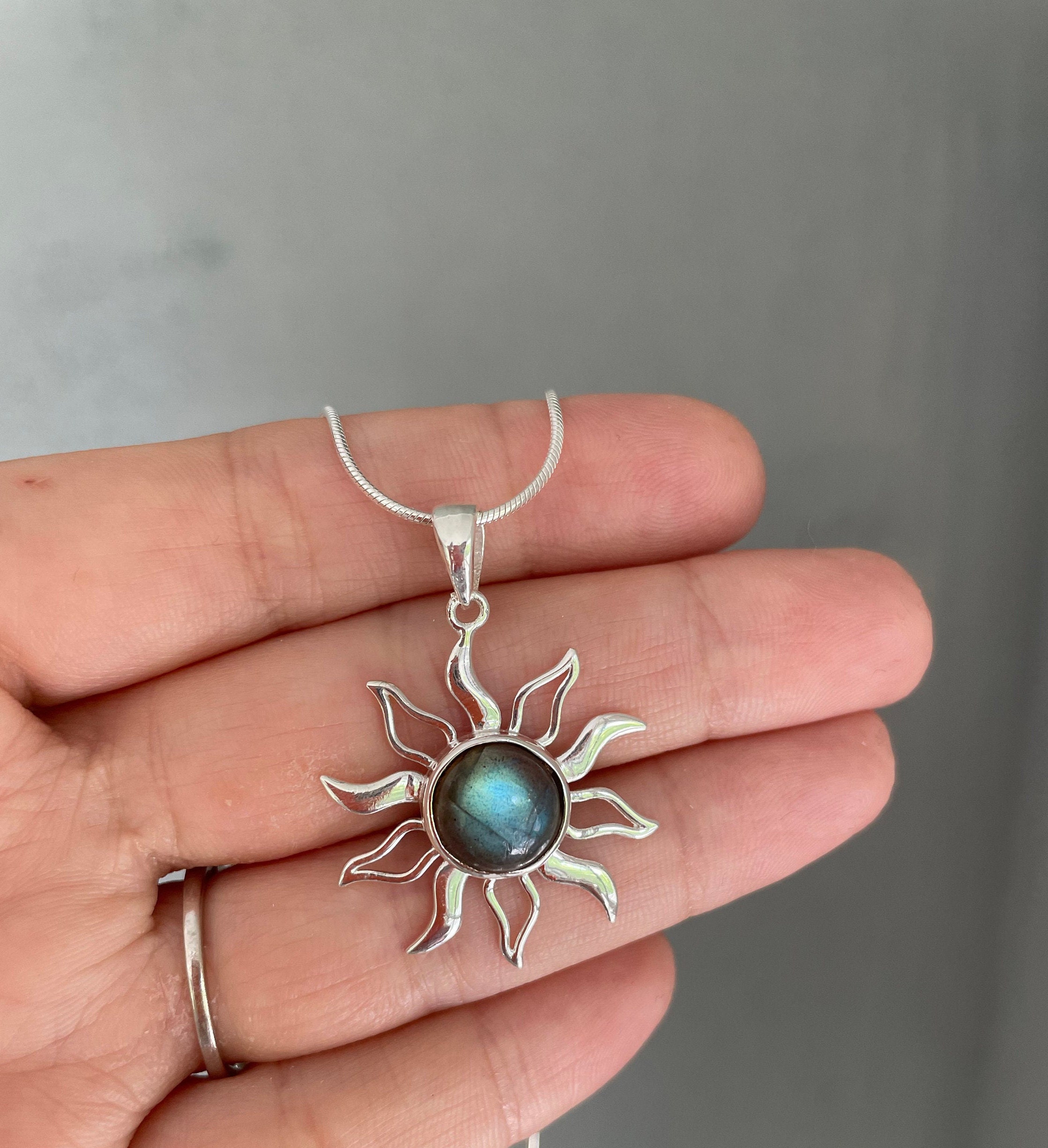 Sun Pendant. Sterling Silver Labradorite Sun Pendant Sun | Etsy