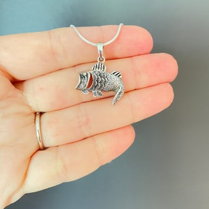 Bass Fish Necklace, 925 Sterling Silver, Fish Pendant, Fish jewelry, Fish gift, Largemouth Bass Necklace, Fisherman Gift, Fishing gifts