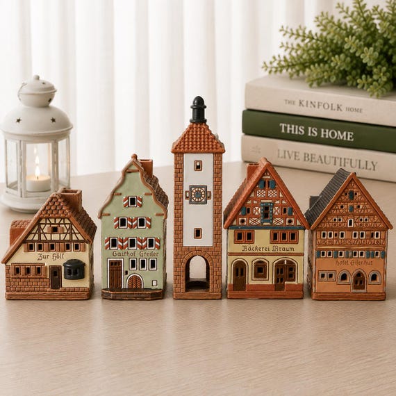 Mini Houses Set Germany, Bavaria, Rothenburg, Ceramic Candle House