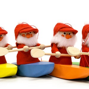 Kayak. Santa gnome in kayak. Santa gnome Christmas ornament with string. Gift for kayaker. Kayak accessories. Kayak ornament. Kayak gifts