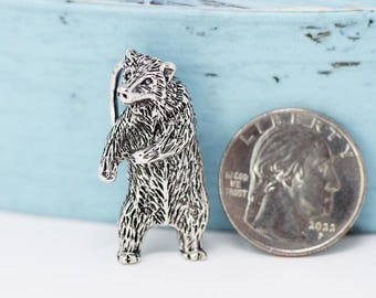 Bear Pendant, Sterling Silver Bear Necklace, Animal Jewelry, Grizzly Bear Necklace, Nature Animal Necklace, Bear gift, Bear jewelry