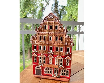 Ceramic candle house. House in Germany. Ceramic house tealight. Ceramic house tealight. Candle Holder. Christmas village houses