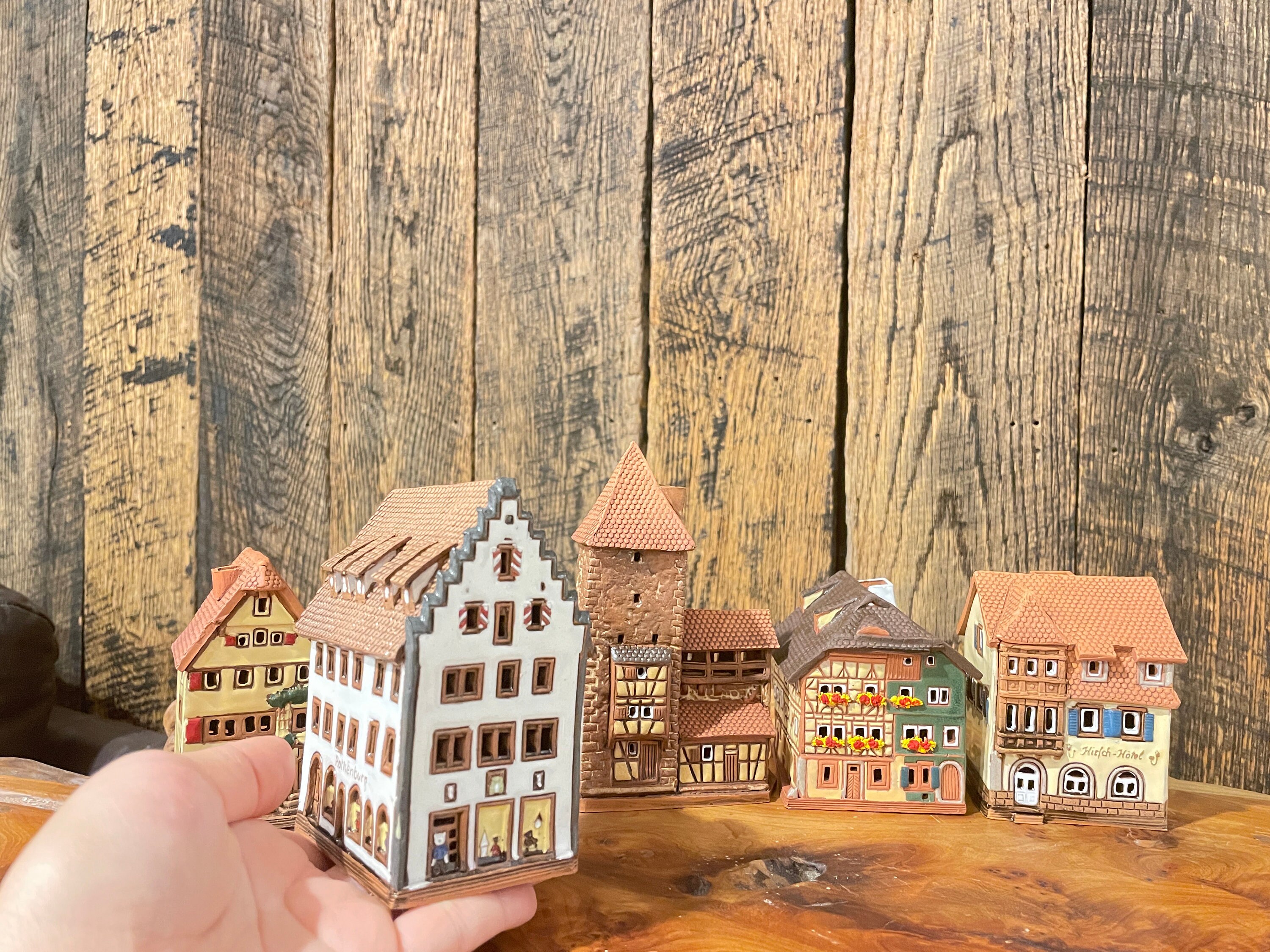 ミニハウスセット ドイツ、バイエルン、ローテンブルク、陶器
