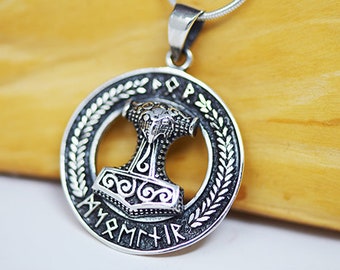 Viking Thors Hammer Mjolnir Pendant, Sterling silver Thors hammer Necklace, Thors hammer, Scandinavian jewelry, Mjolnir Necklace