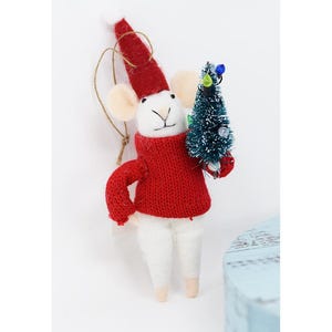 Christmas Mouse with Christmas Tree, Mice ornament, Felted ornament, Mouse gift, Mouse ornament, Needle felted mouse, Mouse decor