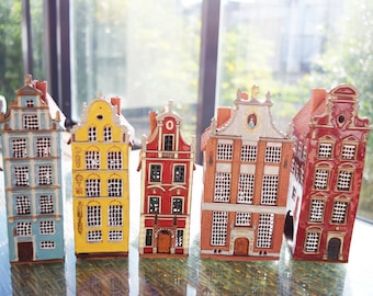 Real houses Gdansk, Poland. Ceramic house tealight. Candle Holder. Ceramic candle house. Candle holder house. Christmas village houses