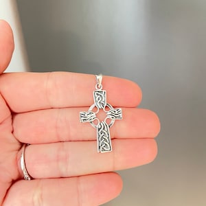 Celtic cross pendant, Sterling silver, Irish cross, Celtic jewelry, Cross pendant, Triquetra pendant, Celtic knot pendant, Celtic necklace