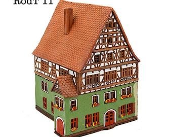 Germany, Bavaria, Rothenburg ob der Tauber, Ceramic house tealight, Ceramic candle house, Christmas village houses, Germany decor