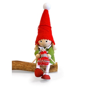 Girl knits, Girl gnome knits, Christmas ornament with string, Knitting ornament, Knitting gifts for knitters, Swedish decor, Swedish gifts