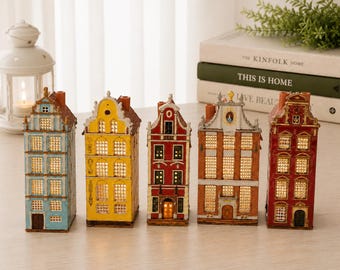 Real Houses Gdansk, Poland. Ceramic House Tealight. Candle Holder