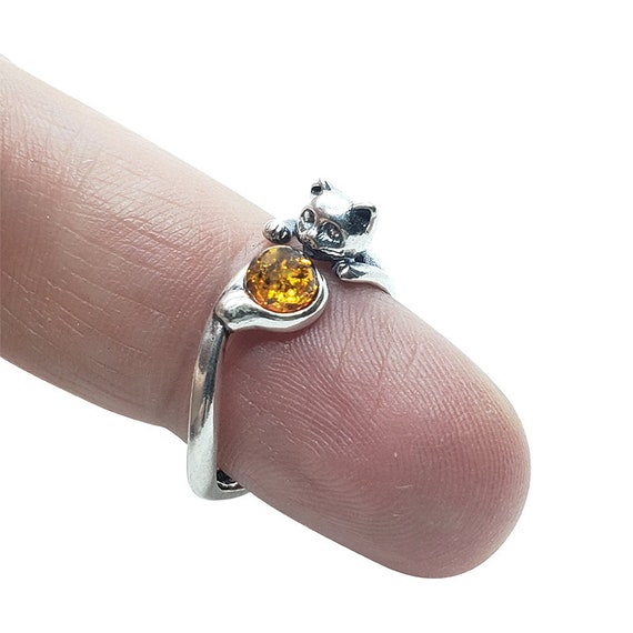 Cat Ring, 925 Sterling Silver Cat Ring, Adjustable Ring, Cat