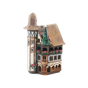 Mini Real House Pfister. Colmar, France. Handmade ceramic candle house and aroma lamp in one. Candle holder. Room decoration.