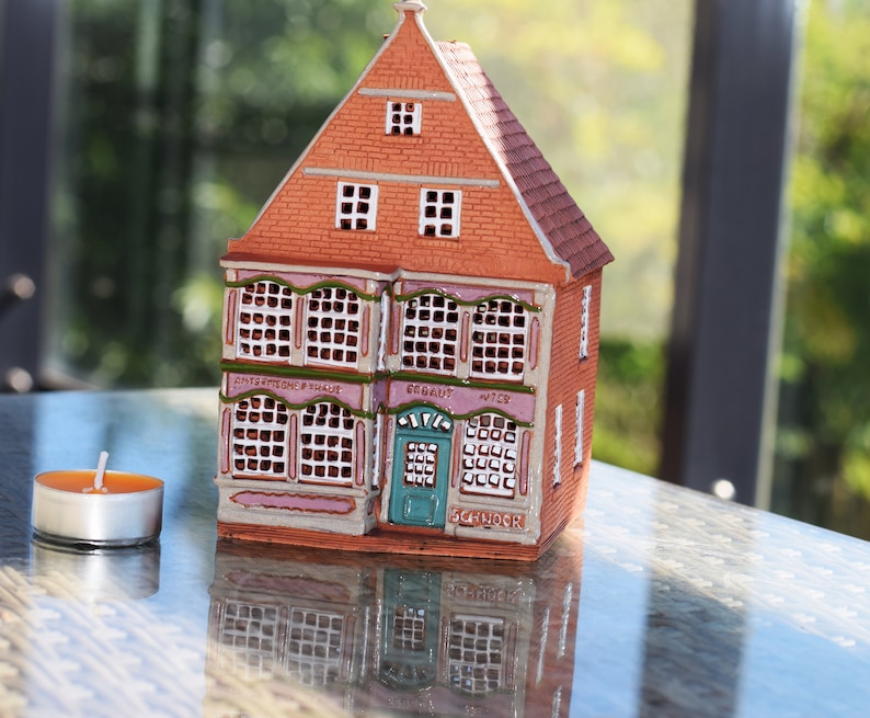 Real House Amtsfischerhaus in one of the oldest streets in Schnoor Germany Ceramic house tealight Bremen Ceramic candle house.