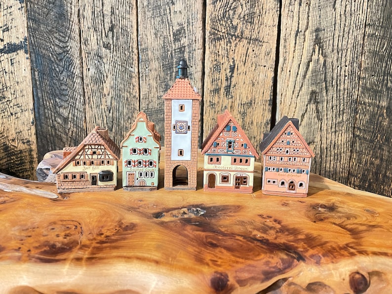 Mini houses set Germany, Bavaria, Rothenburg, Ceramic candle house, Ceramic house tealight, Christmas village houses, Germany decor image 8