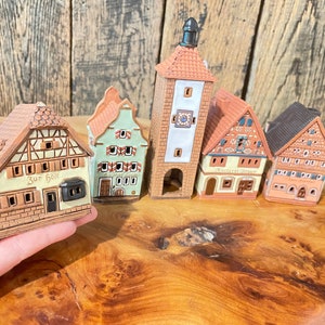 Mini houses set Germany, Bavaria, Rothenburg, Ceramic candle house, Ceramic house tealight, Christmas village houses, Germany decor image 4