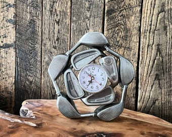 Golf club clock, Made from Recycled Golf Irons and Drivers, Golf gifts for men, Golf Decor, Desk clock, Wall Clock, Golf gifts, Golfing gift