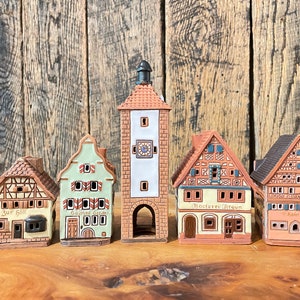 Mini houses set Germany, Bavaria, Rothenburg, Ceramic candle house, Ceramic house tealight, Christmas village houses, Germany decor