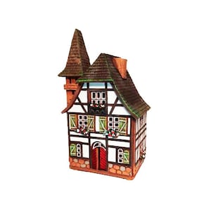 Candle holder, Ceramic candle house and aroma lamp in one, Ceramic house tealight, Candle holder house, Christmas village houses