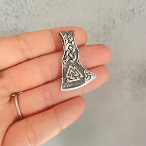 Viking Thor&#39;s Hammer Mjolnir Pendant, Sterling silver Thors hammer necklace, Mjolnir Necklace, Valknut Symbol, Celtic Trinity Knot