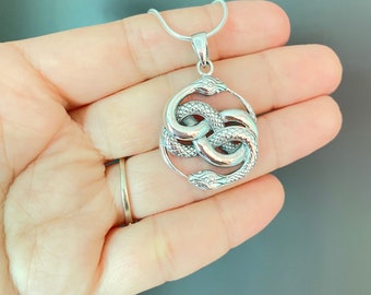 Ouroboros Snake Infinity Necklace - Stainless Steel Norse Talisman Jewelry For Men & Women