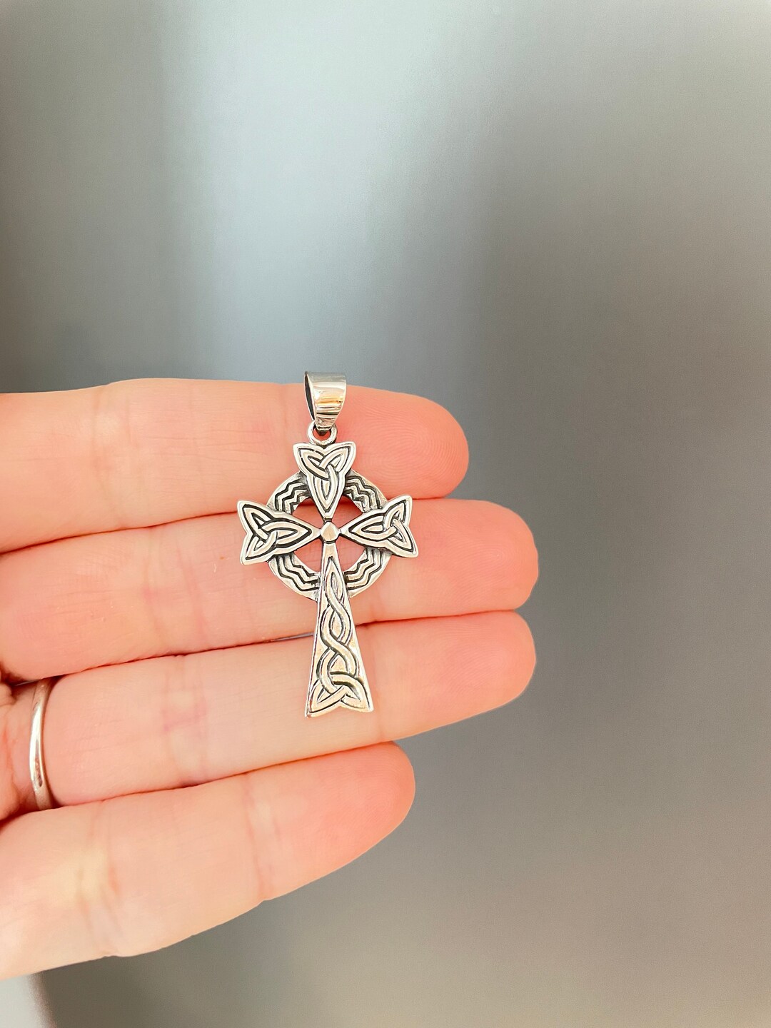 Celtic Cross Pendant, Sterling Silver, Irish Cross, Celtic Jewelry ...