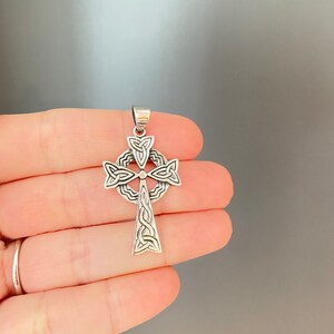 Celtic Cross Pendant, Sterling Silver, Irish Cross, Celtic jewelry, Cross Pendant, Triquetra Pendant, Celtic Knot Pendant, Celtic necklace