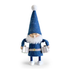 Santa Christmas ornament, Blue Santa with two gifts, Scandinavian gifts, Swedish gifts, Swedish decor, Gnome ornament, Tomte, Nisse