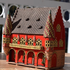 Historical Merchants' Hall. Freiburg, Germany. Ceramic house tealight, Candle Holder, Ceramic candle house, Christmas village houses