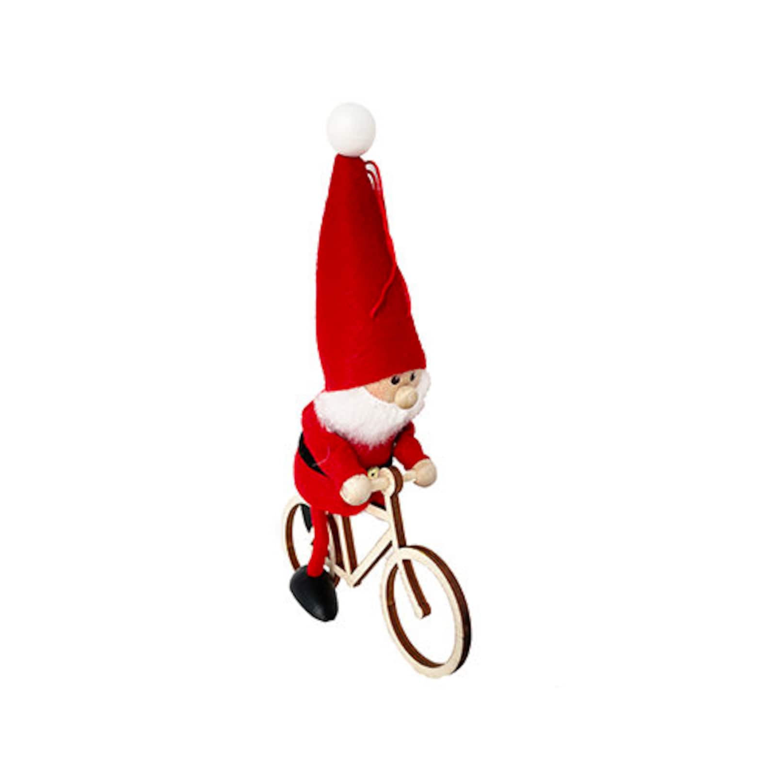 Santa on Bicycle. Christmas Ornament Santa Gnome on a String. Etsy