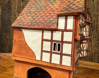 陶器のキャンドルハウス ドイツの家 陶器の家のティーライト 陶器の家