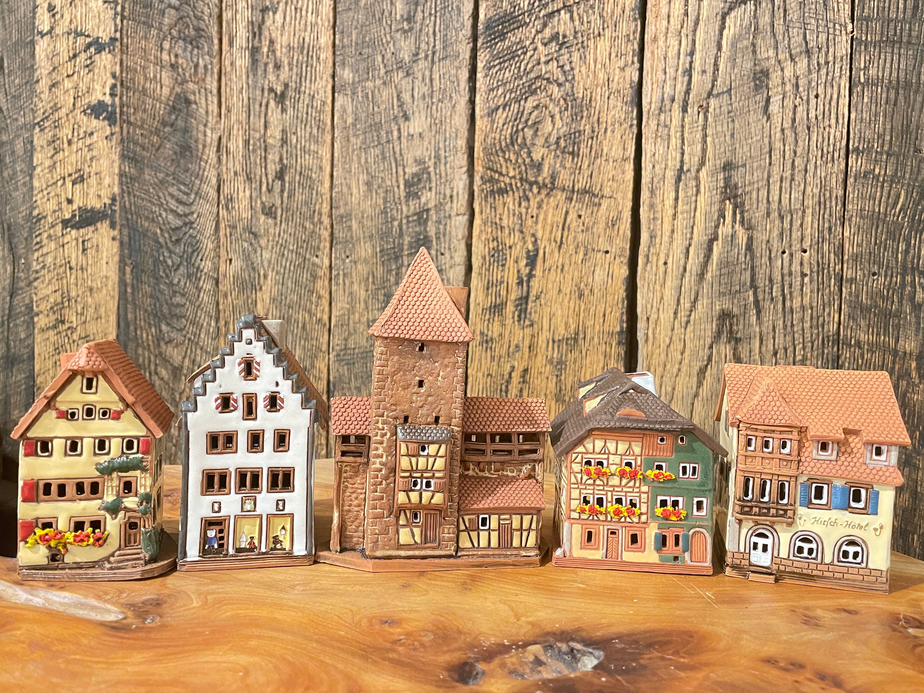 キャンドルハウス　リヒトハウス　ドイツ　陶器　ハンドメイド　ローテンブルク Mini Houses Set Germany, Bavaria, Rothenburg, Ceramic Candle House