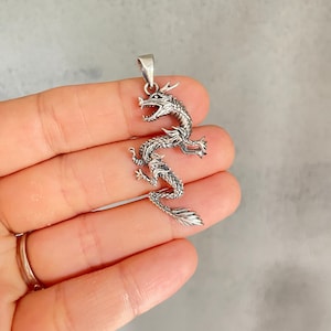 Dragon pendant, Silver dragon necklace, Dragon charm, Dragon jewelry, Dragon Pendant for Men Women, Men necklace, Hand crafted