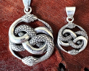 Auryn 925 Sterling Silver Pendant, Ouroboros Pendant, Snake necklace, Neverending Story, Serpent Snake, Snake pendant, Snake jewelry