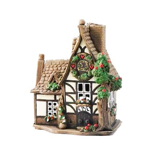 Ceramic candle house and aroma lamp in one, Candle holder, Home decor.,Christmas gift, Housewarming Gift, Ceramic house tealight