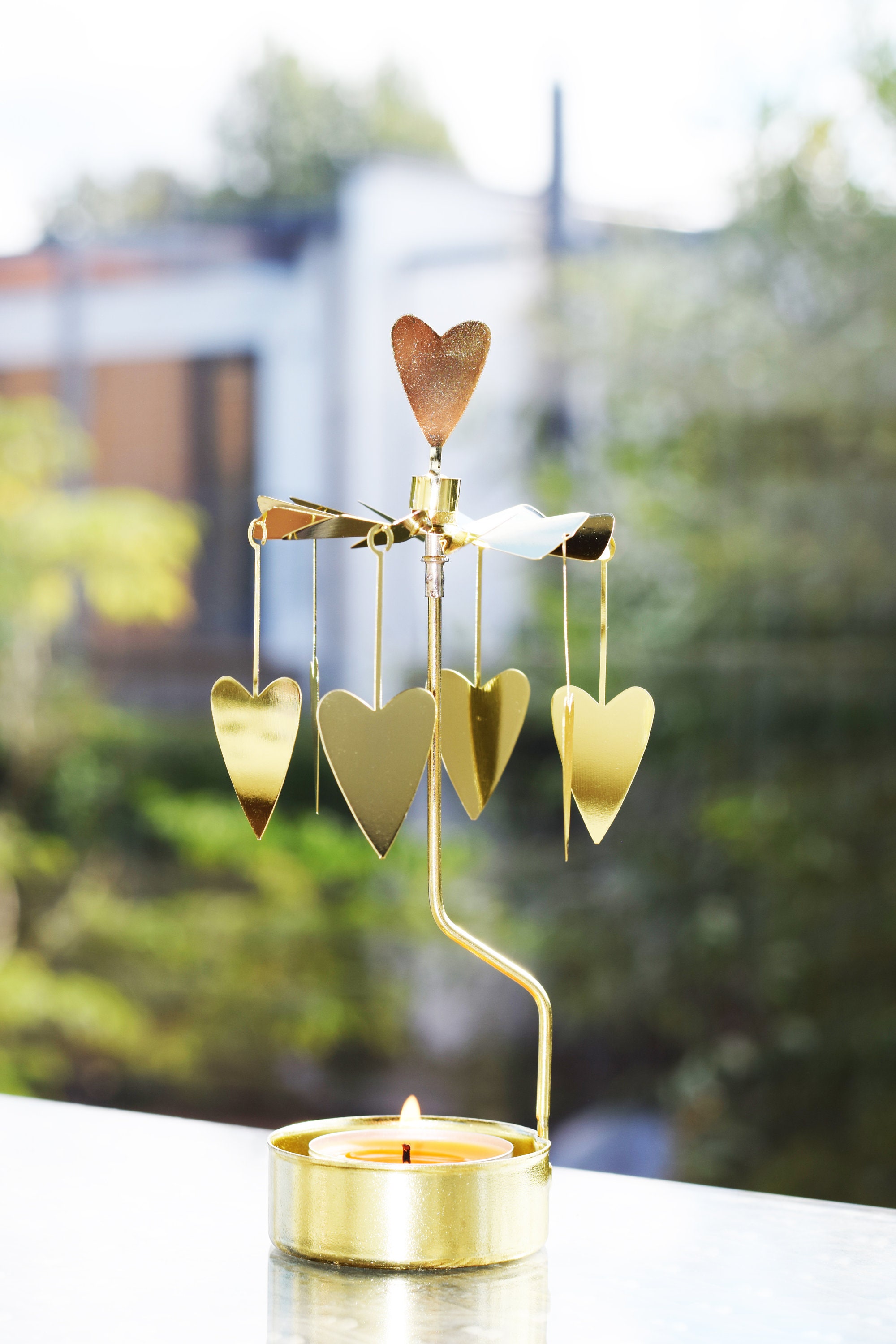 Spinning Candle Holders Golden Heart. Rotary Candle Holders