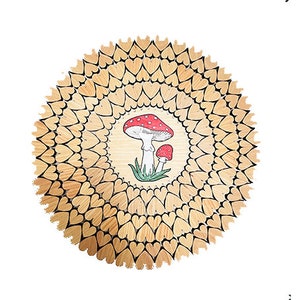 Trivet wood, Mushroom decor, Trivet with hearts, Trivets for hot dishes, Kitchen utensil, Kitchen trivet, Wood Trivet, Hot Plate, Pot Holder